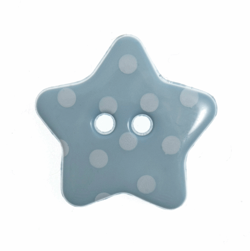 Hemline Blue Spotty Star Button - 18mm (Pack of 4)