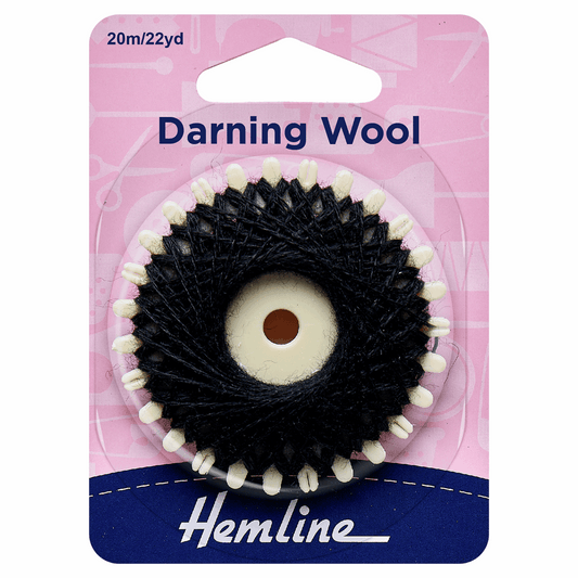 Hemline Black Darning Mending Wool - 20m