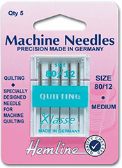 Hemline Quilting Sewing Machine Needles - Medium 80/12 (Pack of 6)