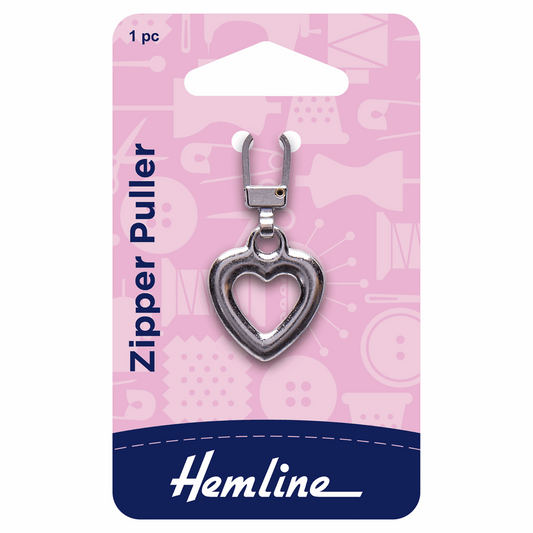 Hemline Silver Heart Zipper Puller