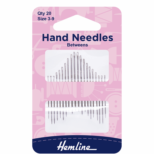 Hemline Between/Quilting Hand Sewing Needles - Sizes 3-9 (Pack of 20)