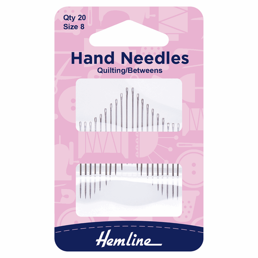 Hemline Between/Quilting Hand Sewing Needles - Size 8 (Pack of 20)