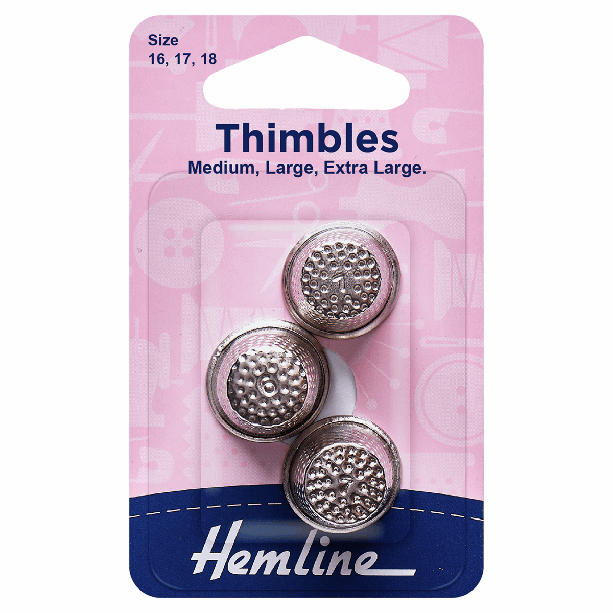 Hemline Metal Thimbles - Assorted Sizes (Pack of 3)