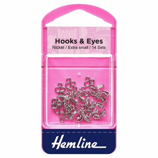 Hemline Nickel Hook & Eyes - Size 0 (14 Sets)