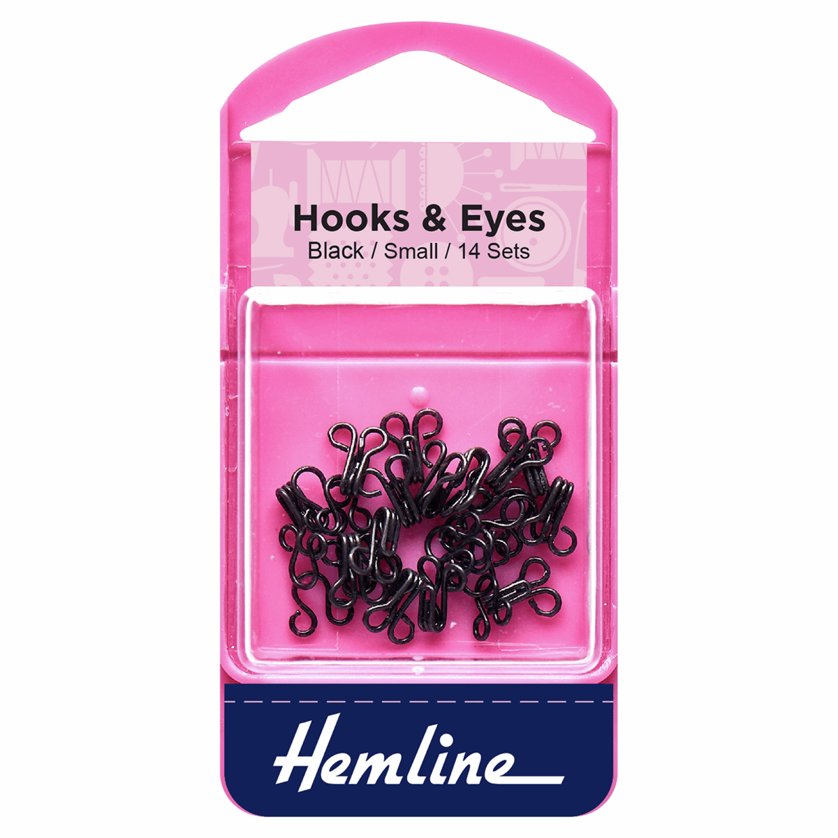 Hemline Black Hook & Eyes - Size 1 (14 Sets)