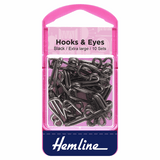 Hemline Black Hook & Eyes - Size 9 (10 Sets)