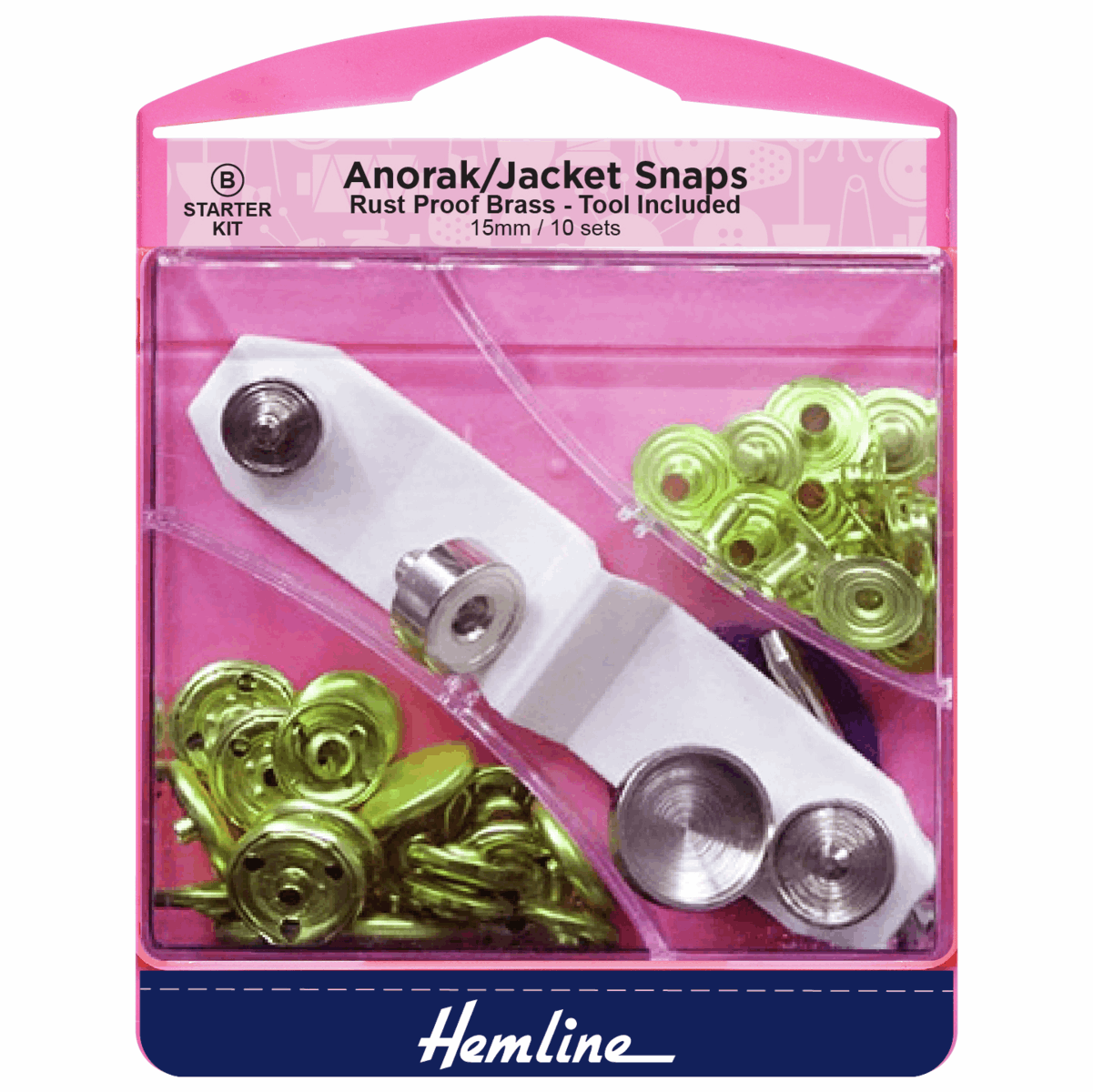 Hemline Gold Anorak Snaps - 15mm (10 Sets)