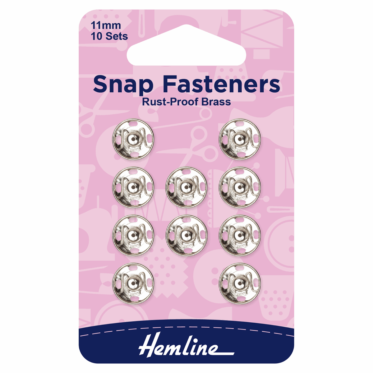 Sew-On Snap Fasteners - 11mm Nickel (Pack of 10)