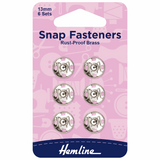 Sew-On Snap Fasteners - 13mm Nickel (Pack of 6)