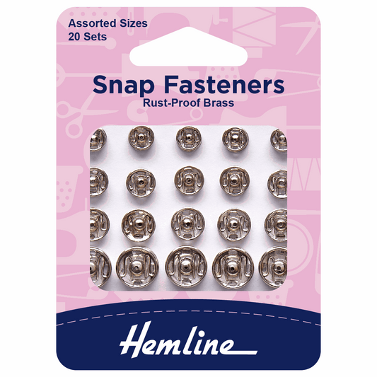 Sew-On Snap Fasteners - Nickel (Assorted 20 Pack )