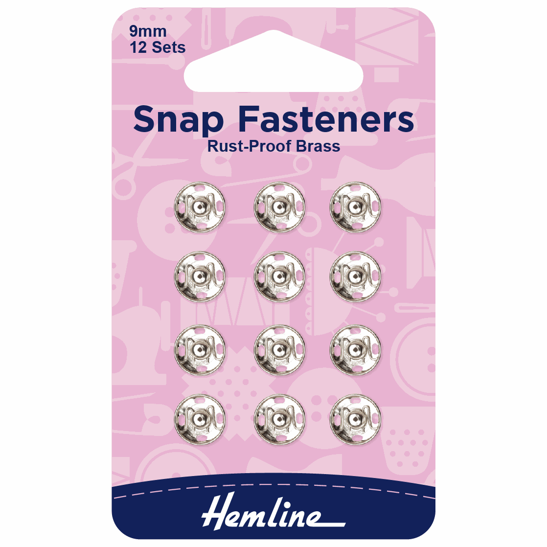 Sew-On Snap Fasteners - 9mm Nickel (Pack of 12)