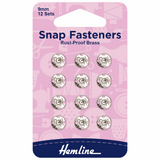 Sew-On Snap Fasteners - 9mm Nickel (Pack of 12)