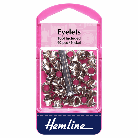 Hemline Nickel Eyelets with Tool - 5.5mm (Pack of 40)