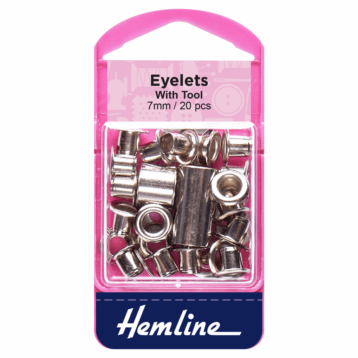 Hemline Nickel Eyelets with Tool - 7mm (Pack of 20)