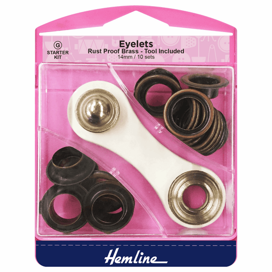 Hemline Bronze Eyelets Starter Kit - 14mm (10 Pieces)