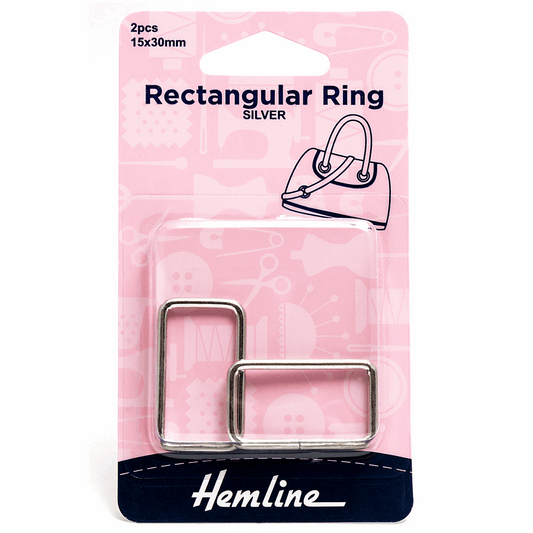 Hemline Nickel Rectangular Rings - 30mm (2 pack)