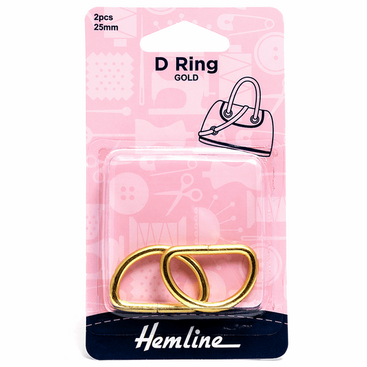 Hemline Gold D Rings - 25mm (2 pack)