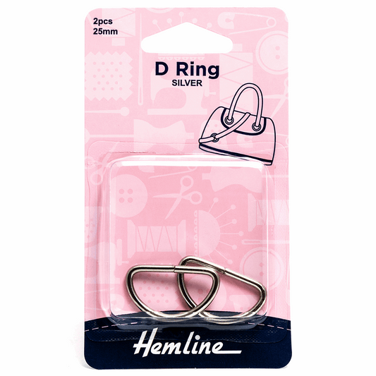 Hemline Nickel D Rings - 25mm (2 pack)