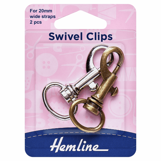 Hemline Bronze & Metal Swivel Clip - 20mm (2 pack)