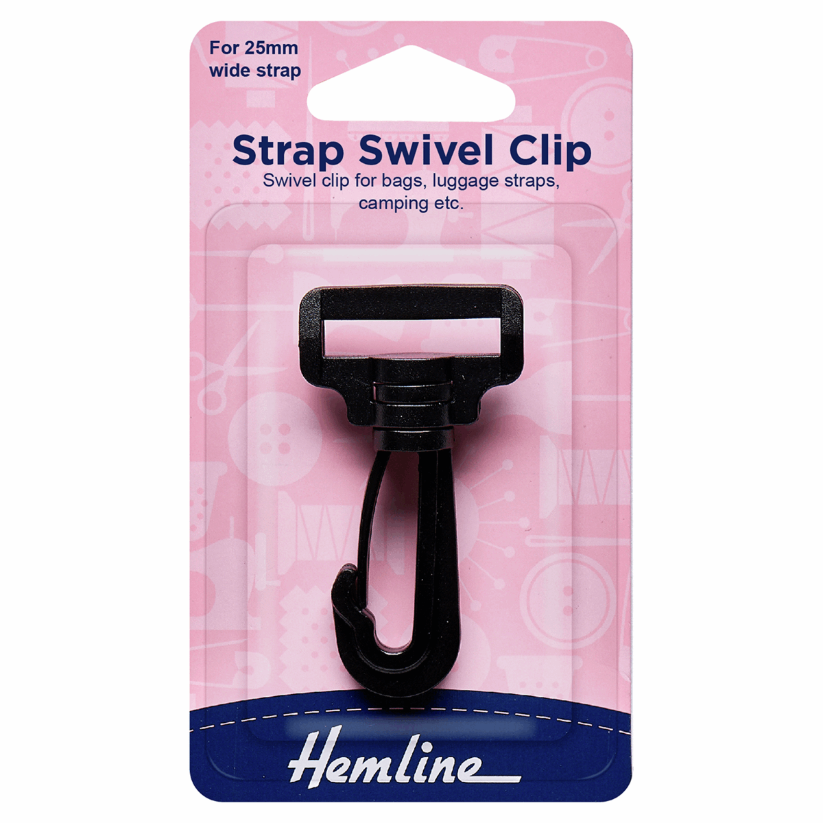 Hemline Black Swivel Clip - 25mm (1 Pack)