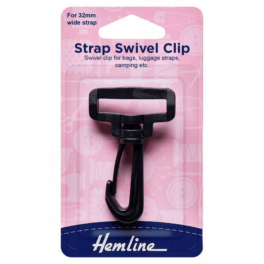 Hemline Black Swivel Clip - 32mm (1 Pack)