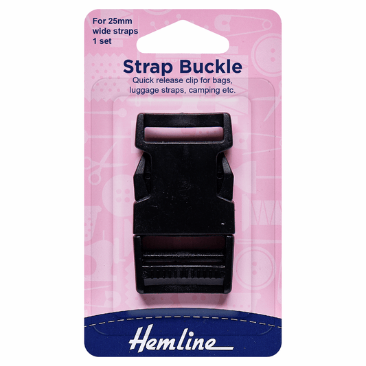 Hemline Black Strap Buckle - 25mm (1 Pack)