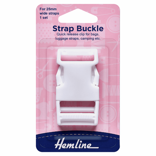 Hemline White Strap Buckle - 25mm (1 Pack)