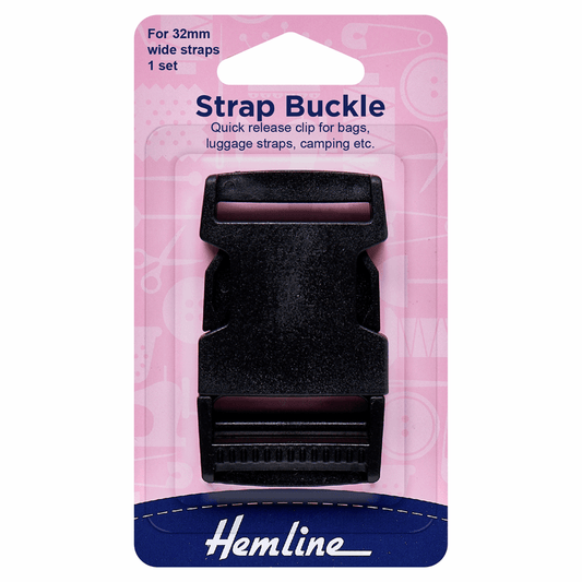 Hemline Black Strap Buckle - 32mm (1 Pack)