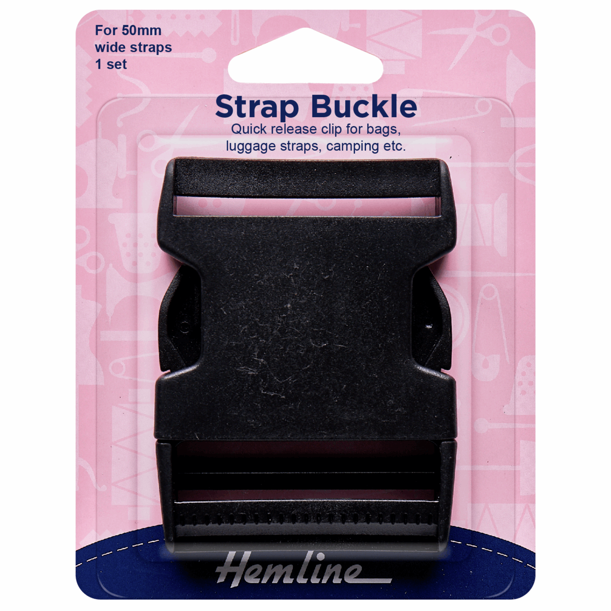 Hemline Black Strap Buckle - 50mm (Pack of 3)