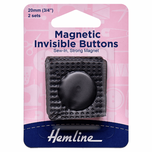 Hemline Black Magnetic Invisible Buttons (Pack of 2)