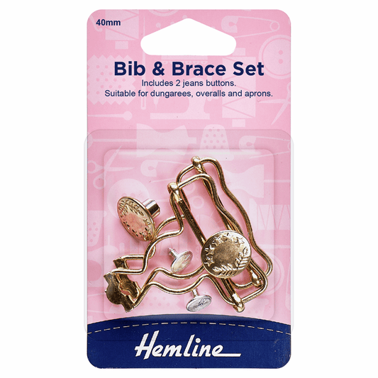 Hemline Gold Bib and Brace Set - 40mm (Pack of 2)