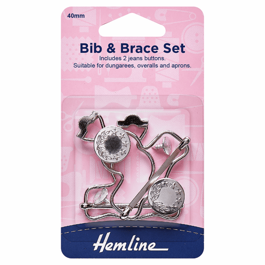 Hemline Nickel Bib and Brace Set - 40mm (Pack of 2)