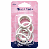 Hemline White Plastic Curtain Rings - 25mm (Pack of 8)