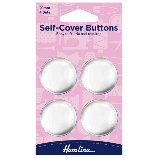 Self-Cover Metal Top Buttons - 29mm (Pack of 4)