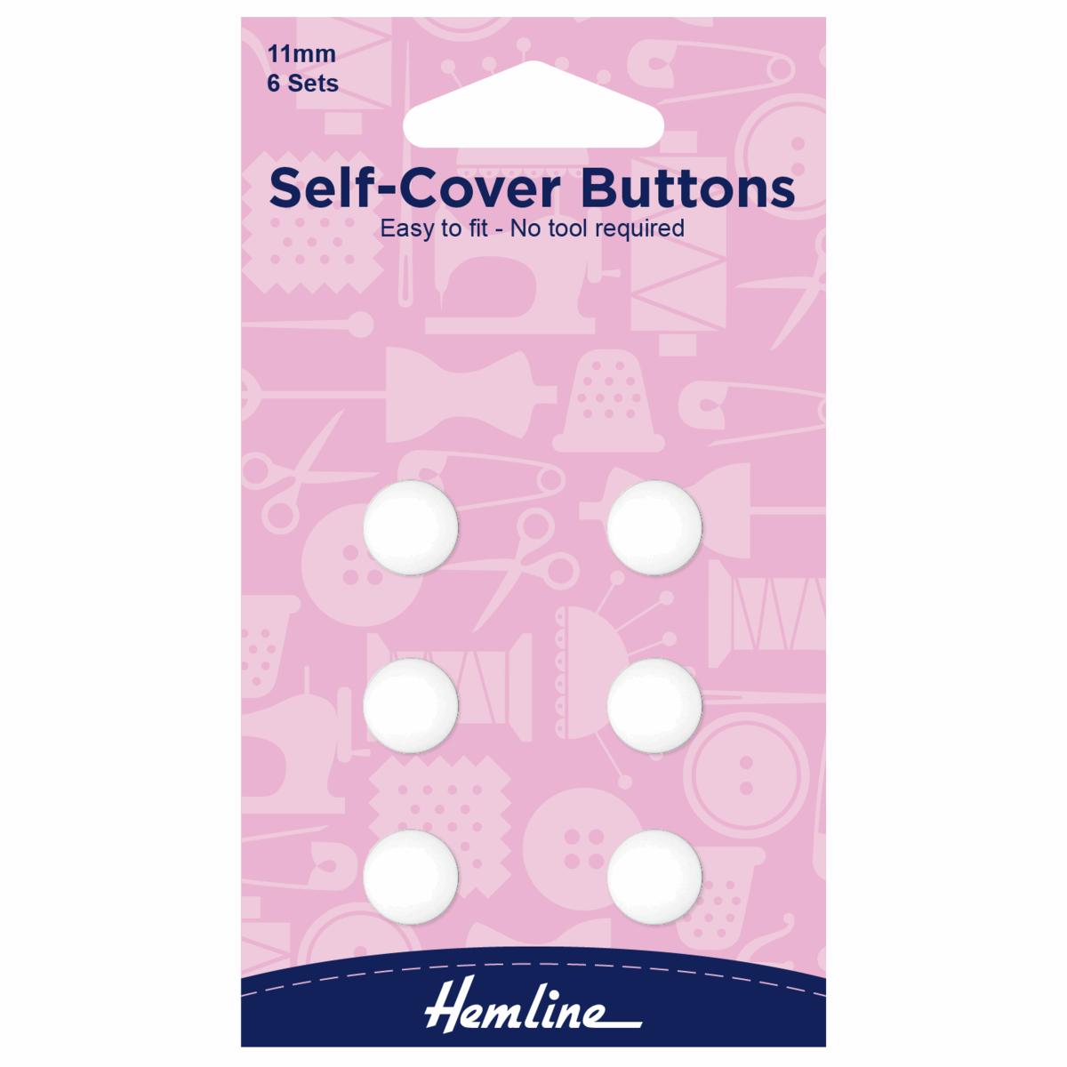 Self-Cover Nylon Buttons - 11mm (Pack of 6 Sets)