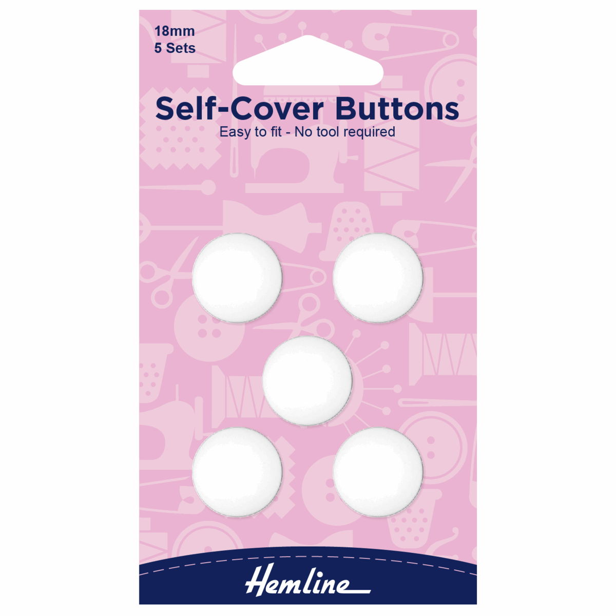 Self-Cover Nylon Buttons - 19mm (Pack of 5 Sets)
