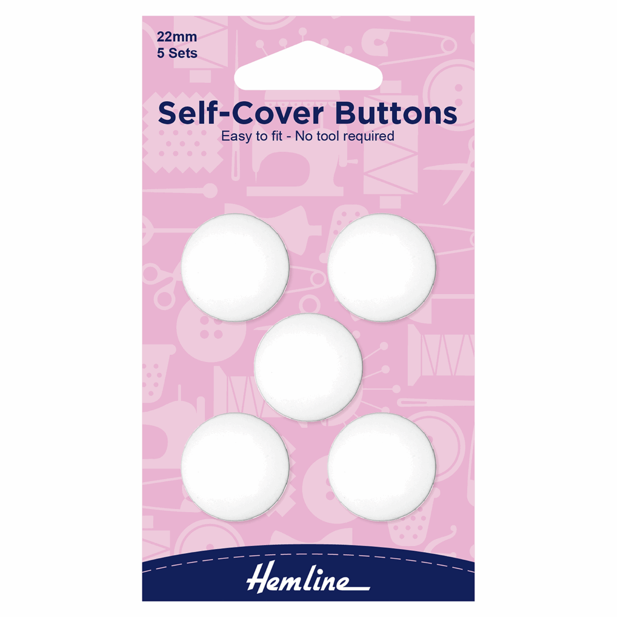 Self-Cover Nylon Buttons - 22mm (Pack of 5 Sets)