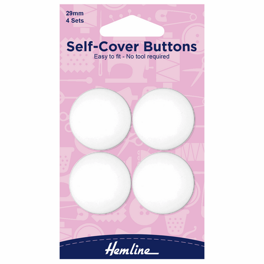 Self-Cover Nylon Buttons - 29mm (Pack of 4 Sets)