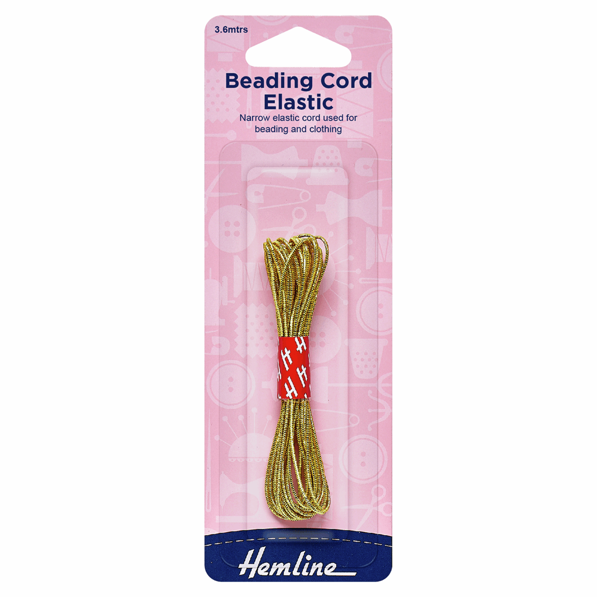 Hemline Gold Beading Elastic Cord - 3.6m x 1.3mm