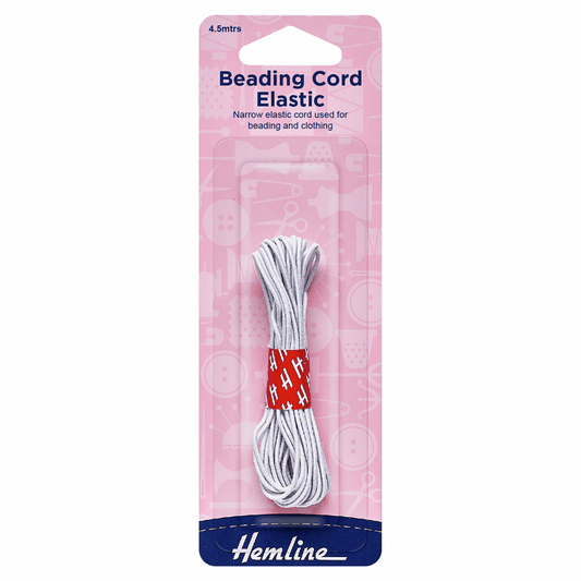 Hemline White Beading Elastic Cord - 4.5m x 1.3mm