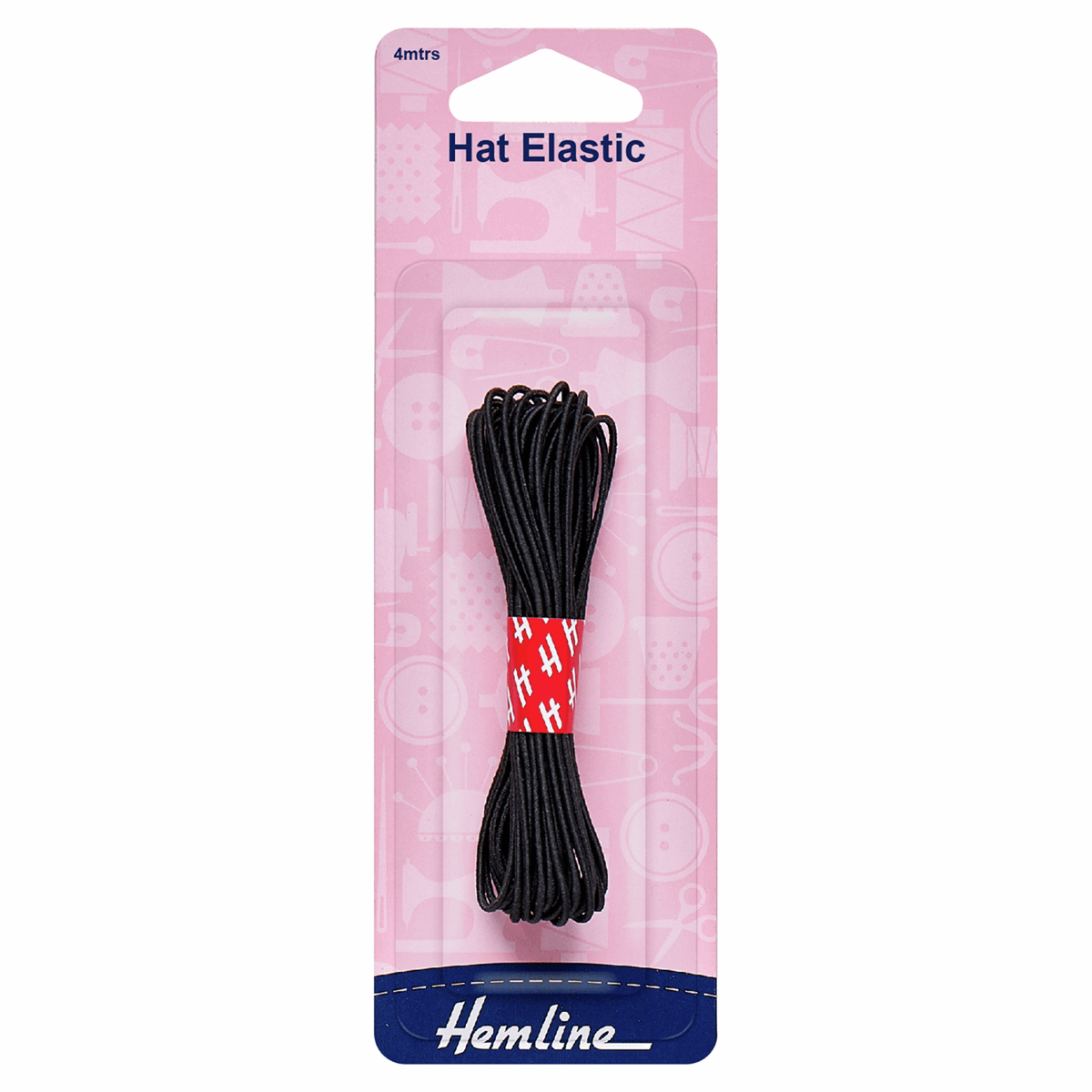 Hemline Black Hat Elastic - 4m x 1.3mm