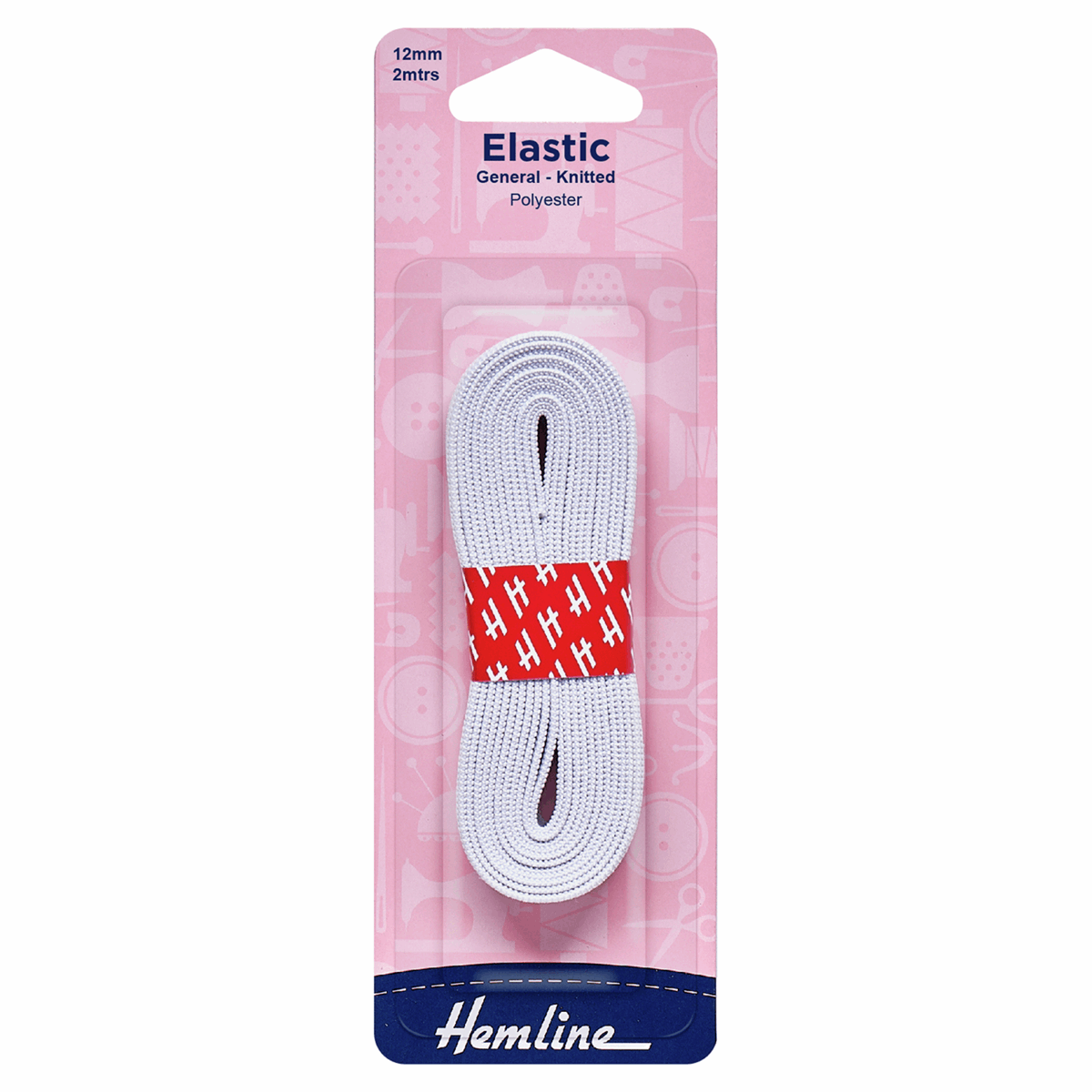 General Purpose White Braided Elastic - 2m x 12mm