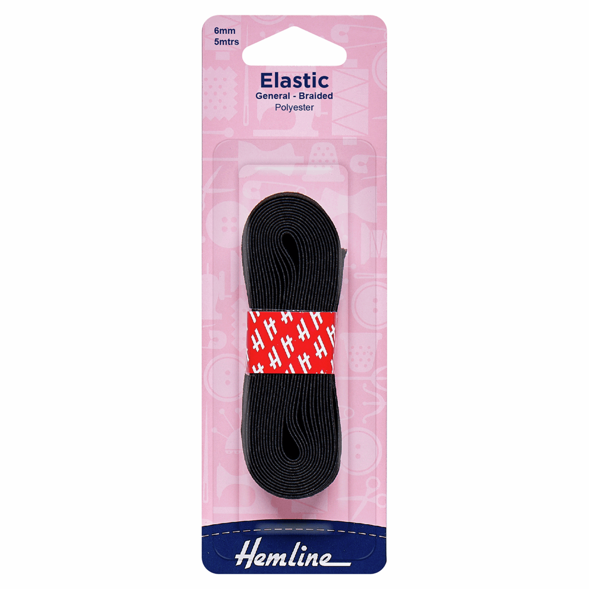 General Purpose Black Braided Elastic - 5m x 6mm