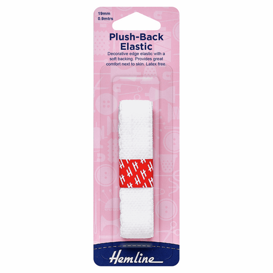 Hemline White Plush-Back Elastic - 0.9m x 19mm