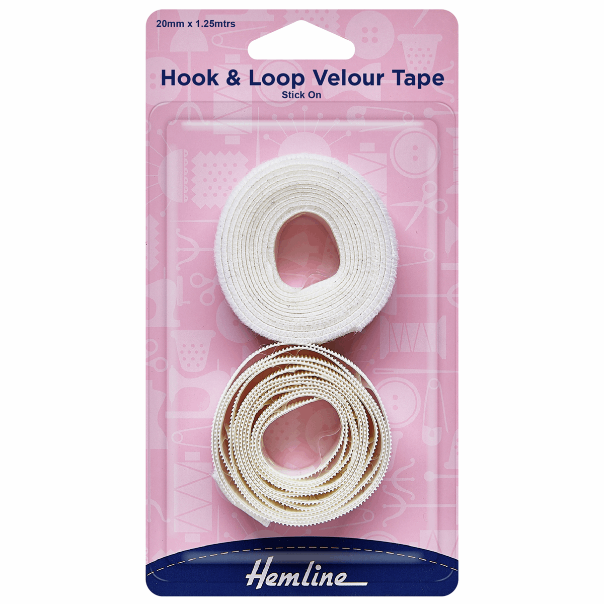 Stick On White Hook & Loop Tape - 1.25m x 20mm