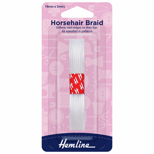Hemline White Horse Hair Braid - 3m x 15mm