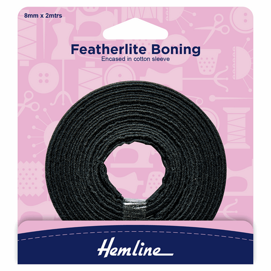 Hemline Black Featherlite Boning - 2m x 8mm