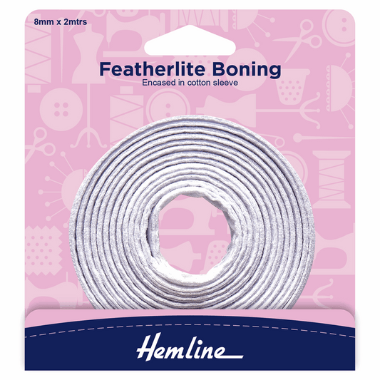 Hemline White Featherlite Boning - 2m x 8mm