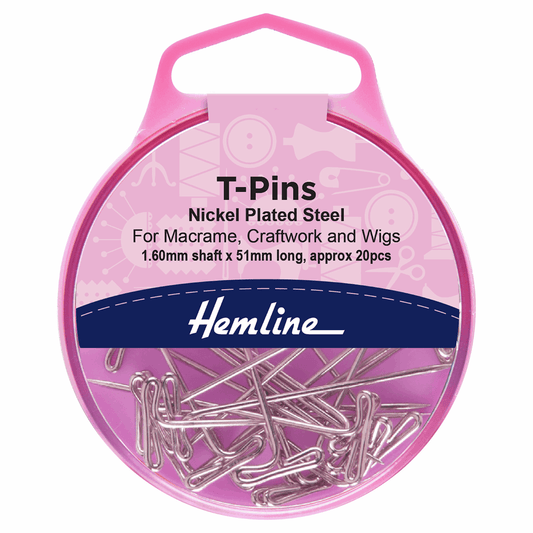 Hemline Nickel T-Pins - 51mm (Pack of 20)