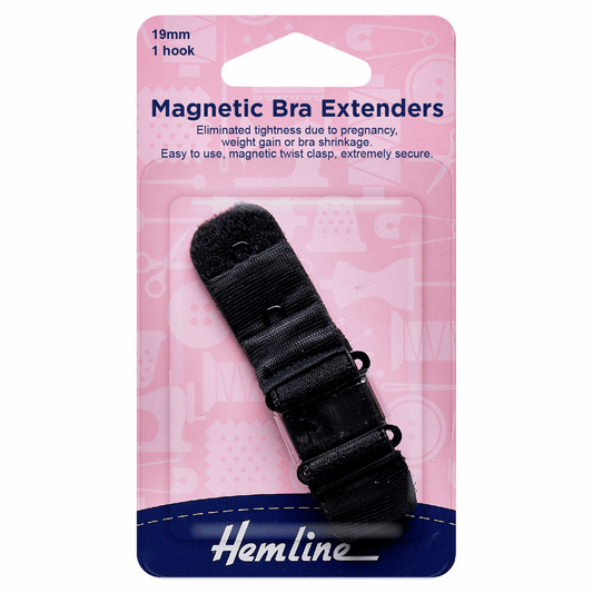 Hemline Magnetic Bra Back Extender - Black 19mm